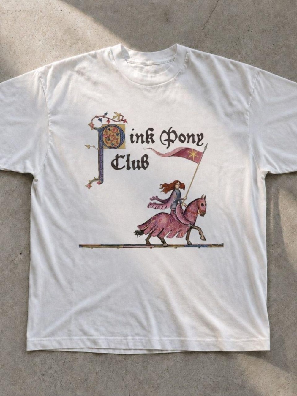 Gildan White Pink Pony Club Graphic Tee